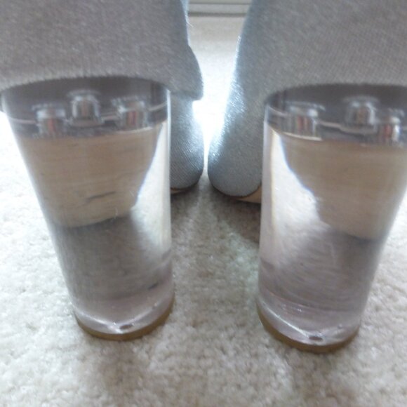 ALDO shimmery silver & white pull on sock mid-ankle boots with "Love" print - Picture 6 of 9